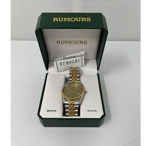 Rumours Men Two Tone Quartz Watch Gold Fluted Bezel Jubilee Bracelet with Box